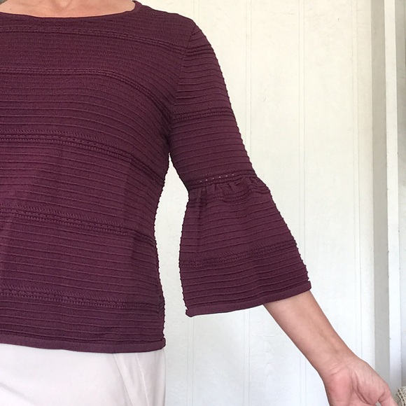 WHITE HOUSE BLACK MARKET DRAMA SLEEVE PONTELLE SWEATER MEDIUM - Picture 7 of 14